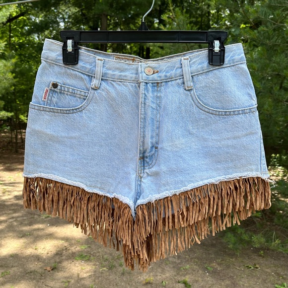 Jou Jou Pants - 80s Joujou Western Denim Fringe Shorts